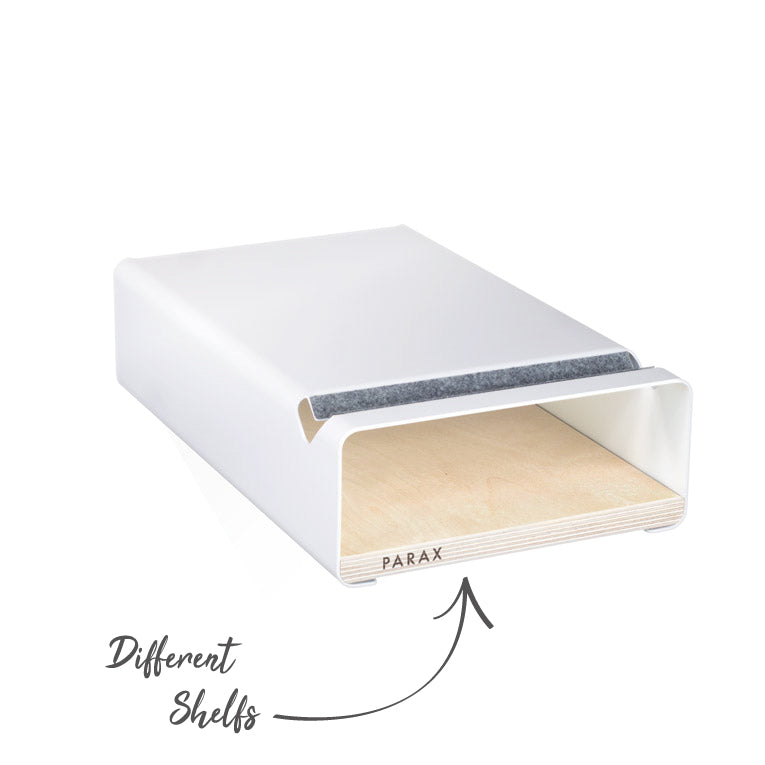 White PARAX bike wall mount S-RACK size L with gray felt frame protector and birch wood insert board