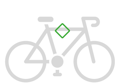 Skizze von grauem Fahrrad mit geradem Oberrohr auf grüner Fahrrad Wandhalterung D-RACK