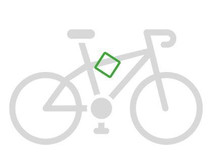 Skizze von grauem Fahrrad mit abfallendem Oberrohr auf grüner Fahrrad Wandhalterung D-RACK