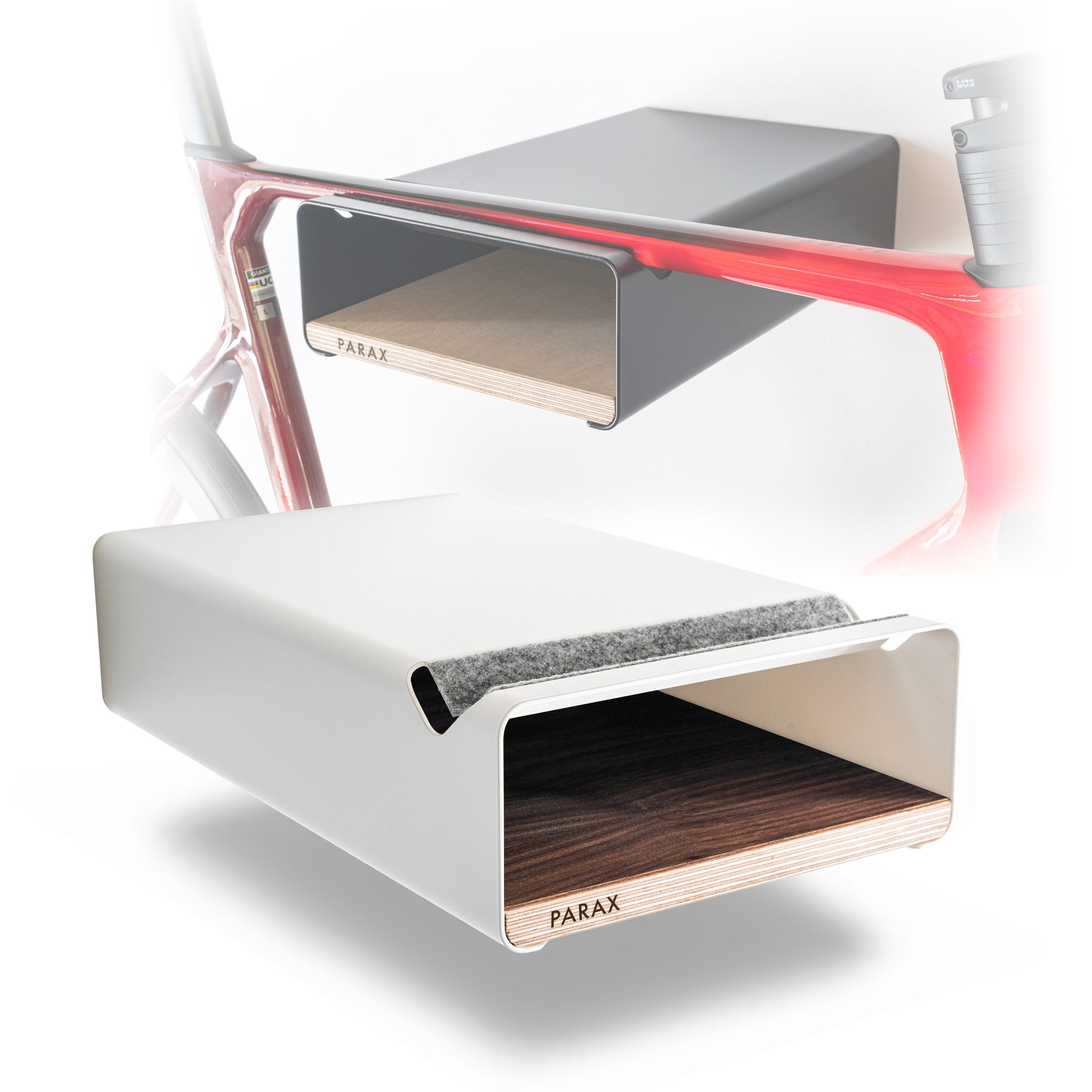 Bicycle wall mount with shelf | S Rack | parax – PARAX Bike Racks