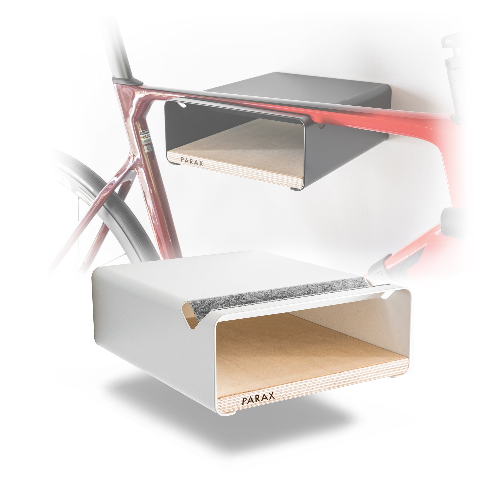 Bicycle wall mount with shelf | S Rack | parax – PARAX Bike Racks