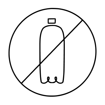 Schwarzes Icon von durchgestrichener Flasche in Kreis