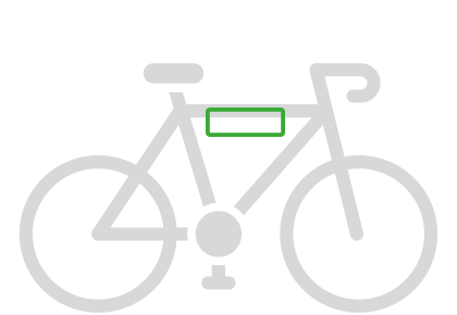 Skizze von grauem Fahrrad mit geradem Oberrohr auf grüner Fahrrad Wandhalterung S-RACK