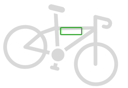 Skizze von grauem Fahrrad mit abfallendem Oberrohr auf grüner Fahrrad Wandhalterung S-RACK